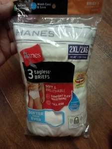 2XL Men's White Hanes Tagless Briefs 3 Ct. ComfortSoft Cool NWT - Picture 1 of 6