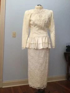 Jessica McLintock Vintage ivory Wedding or dressy mid-calf dress size Sm - Picture 1 of 6