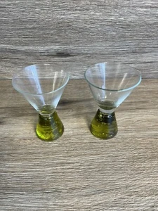 Princess Cruises Round Jigger Shaped Green & Clear Shot Glass Emblem on bottom - Picture 1 of 4