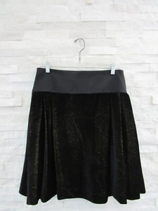 Etro Black Gold Metallic Shimmering Velvet Wool Dropped Waist Pleated Skirt 44 - Picture 1 of 7
