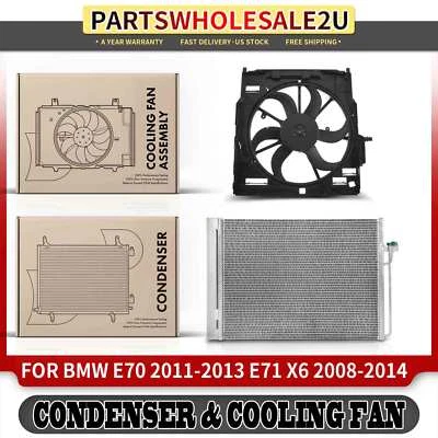Kit de montaje de condensador y ventilador de refrigeración de CA para BMW E70 X5 2011-2013 E71 X6 08-14 Foto 1 de 4