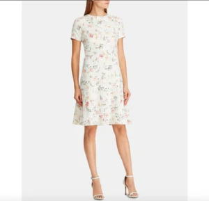 Vestido Ralph Lauren anacardo y rosa floral jacquard línea A. Talla: 4 - Imagen 1 de 5