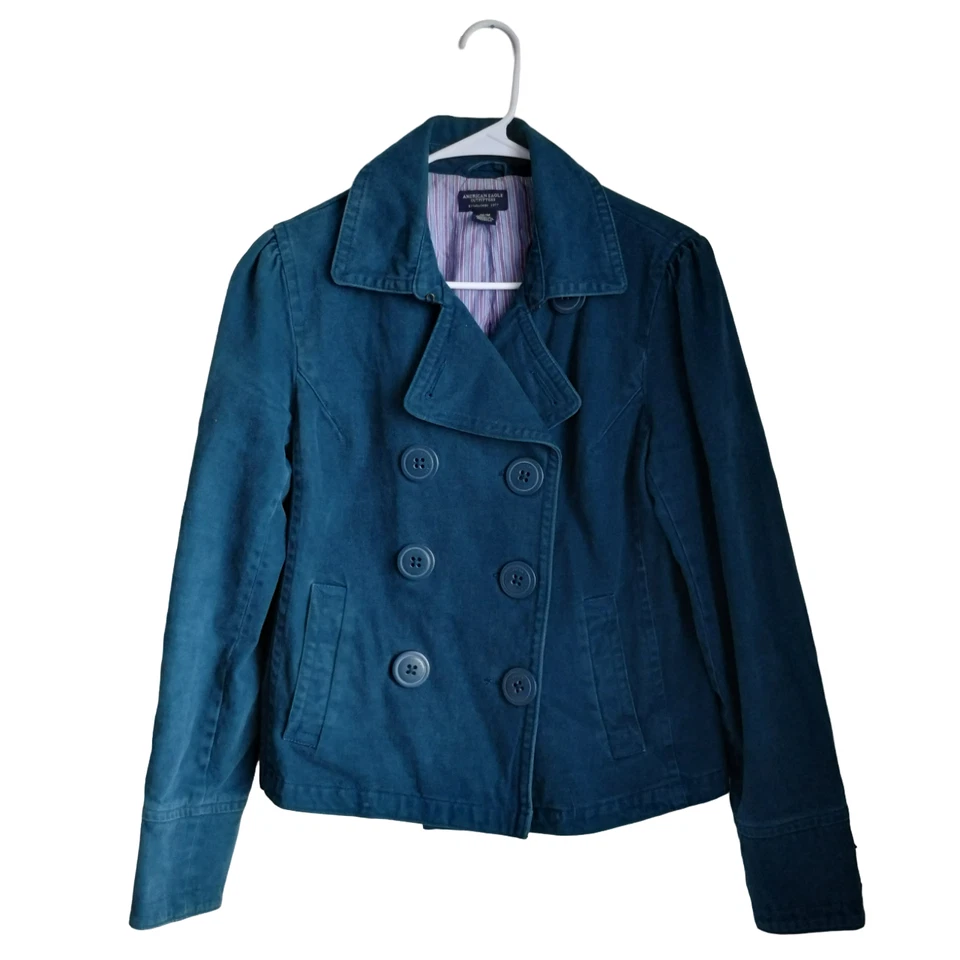 American Eagle Women's Blazer Jacket Double Breasted Blue Chunky Buttons Size M - Image 1 of 4