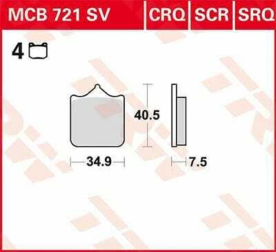Aprilia TUONO 1000 R 2007-2010 TRW CRQ Series Carbon Race Brake Pads MCB721CRQ - Image 1 of 1