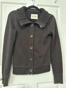 Vintage Y2k Abercrombie & Fitch Kids Button Chocolate Brown Sweater Kids XL - Picture 1 of 5