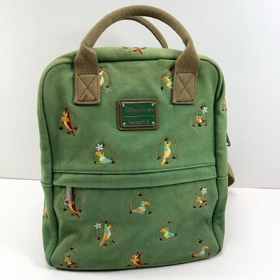LOUNGEFLY DISNEY PARK заколдованный Тики комната попугаи хлопок холст рюкзак зеленый - Изображение 1 из 4