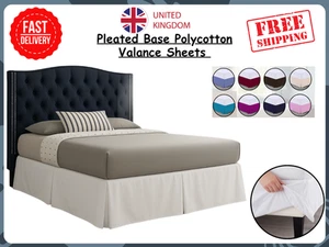 Pleated Base Valance Sheets Polycotton Plain Box Platform Bed Sheets in All Size - Picture 1 of 19
