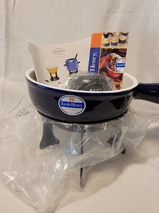 Emile Henry William Sonoma New Fondue Cheese Pot & Stand NO STICKS - Picture 1 of 6