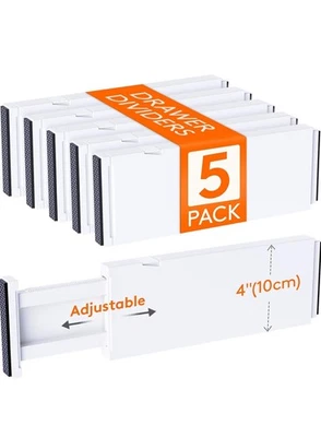 Lifewit 5 Pack Drawer Dividers Plastic 4" High, 11-17" Adjustable Drawer Organis - Image 1 of 4