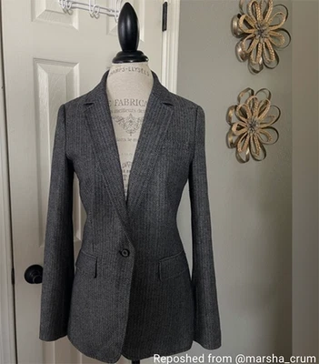 Rebecca Minkoff Gray Single Breasted One Button Tweed Blazer, Size Medium - Image 1 of 4
