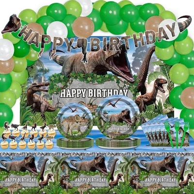 189 Piezas Dinosaurio Cumpleaños Fiesta Suministros Set Dinosaurio Fiesta Decoraciones Kit D... Foto 1 de 4