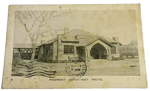 Elmhurst Cal. Photo RPPC Postcard Railroad Piedmont Depot 1908 Train Station - Picture 1 of 9