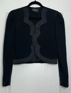 Vintage Karen Lawrence by Matthew Blazer Jacke mit gewelltem Rand Größe 4 schwarz offen - Bild 1 von 11