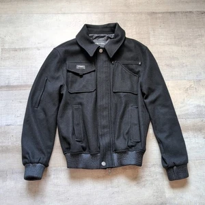 Emporio Armani Mens Size TG 50 Black Blouson Bomber Full Zip Jacket Virgin Wool - Picture 1 of 11