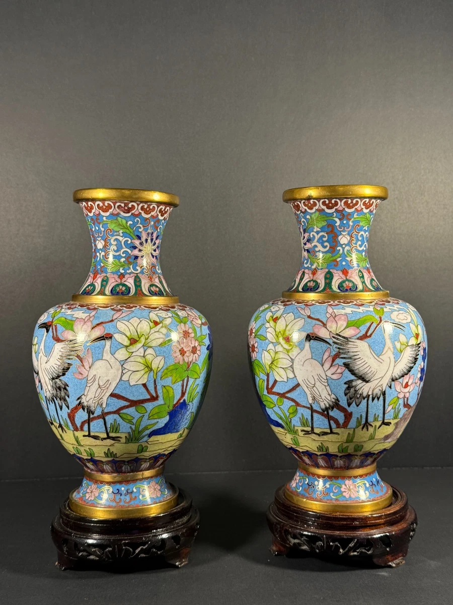 中国七宝焼き花瓶 - Chinese Cloisonné Floral Vase 中国七宝焼き花瓶