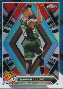 2023-24 Topps Chrome (NBA) Blue Basketball Refractors Card #132-Damian Lillard - Imagen 1 de 3