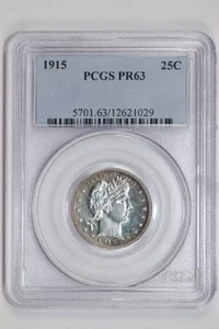 1915 PROOF BARBER QUARTER PCGS PR63 - Picture 1 of 2