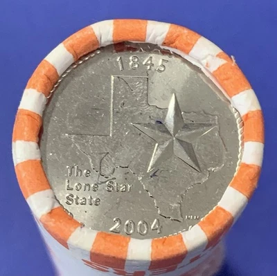 2004-D TEXAS STATE QUARTERS, FED MACHINE ROLL of 40 - MINT, UNC - Image 1 of 3