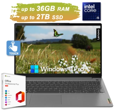 Lenovo IdeaPad 3 Laptop 15.6" Touch Intel i5 Upto 36GB RAM 2TB SSD + Office 2024 - Image 1 of 4