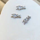 1Pcs 2024 New Year 3D Alloy Nail Art Charms Mini Nail Parts Rhinestone Decoratio
