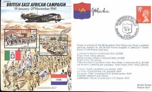 JS50/41/1 SEGUNDA GUERRA MUNDIAL África Oriental Británica RAF cubierta firmada - Imagen 1 de 1
