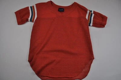 Vintage Indy Knit Boys T Shirt Red with Rainbow Stripe 1980s Size 12 made in USA - Image 1 of 4