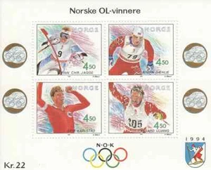 519 Noruega 1993, NK 1168-71, BL 18 ganadores olímpicos V, MNH, MI BL 19, SC #1035. - Imagen 1 de 1