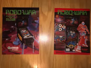 Lot of 2 - Gottlieb ROBO-WAR - ORIGINAL PINBALL FLYERS - MINT 1988 NOS - Picture 1 of 3