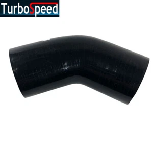 1x 2.25" 45 Degree Angled Black 4-Ply Silicone Elbow Hose Coupler Universal - Picture 1 of 4