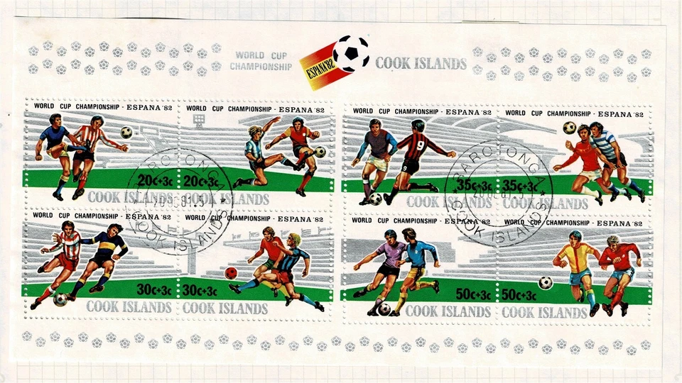 COOK ISLANDS MINISHEET- 1982 WORLD CUP FOOTBALL - FU - MSCOM 268 - Image 1 of 1