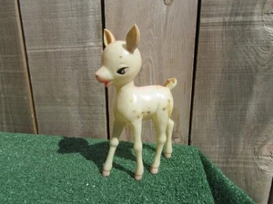 Vintage Soft Plastic Sleepy Eyed Deer Reindeer Christmas Decor Figurine - Picture 1 of 7