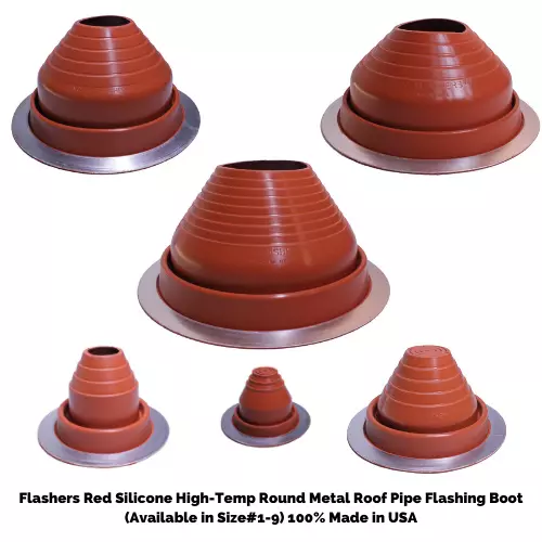 Flashers Silicone Round Metal Roof Pipe Flashing Boot (Size#1-9) Made in USA - Image 1 of 4