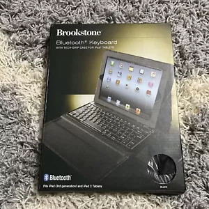 Brookstone Bluetooth Keyboard w/ Tech-Grip Case for iPad Tablets (2/3/4Gen), New - Picture 1 of 2