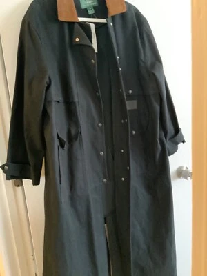 NWT Ralph Lauren Equestrian Barn Western Duster Long Trench Coat Womens M/Black - Image 1 of 4