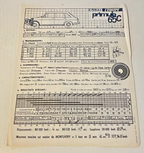 Feuillet de Vente  AUTOBIANCHI Primula  65 C - Non Daté - Bel Etat. - Picture 1 of 2