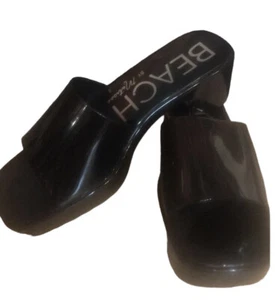 MATISSE BLACK SHOES SLIDES OPEN TOE PATENT LEATHER SIZE 8 NEW NO BOX - Picture 1 of 5