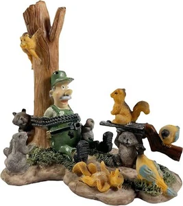 Urbalabs Redneck Hillbilly Hunter Trapped by Squirrel Funny Statue Hunter Home - Picture 1 of 7