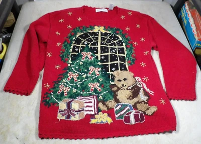 Suéter Vintage Feo Navidad Grande Pull Over Rojo Victoria Sport Oso de Peluche Foto 1 de 4