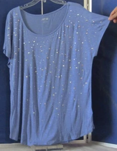 EUC Studded TUNIC TOP by APT.9 Blue CAP SLEEVE One PLUS Size 1005 SOFT Rayon - Picture 1 of 5