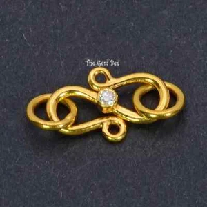8.5mmx12mm 18k Solid Gold Classic S Hook Clasp Finding Brilliant Diamond Accent - Picture 1 of 7