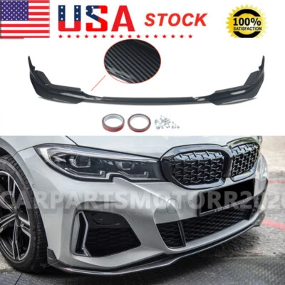 CARBON LOOK FRONT BUMPER SPOILER LIP FOR 19-2022 BMW 3-SERIES G20 M340I M-SPORT Foto 1 de 4