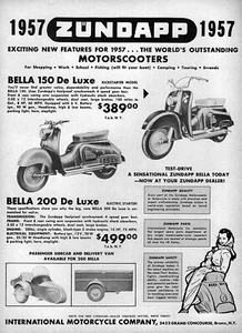 Zundapp Bella 150 y 200 1957 motor scooter de lujo anuncio original - Imagen 1 de 1