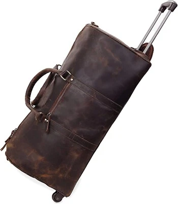 Bolso de Lona Trolly de Cuero de 24 Pulgadas Bolso de Mano Viaje de Fin de Semana Noche Gimnasio Lona Foto 1 de 4