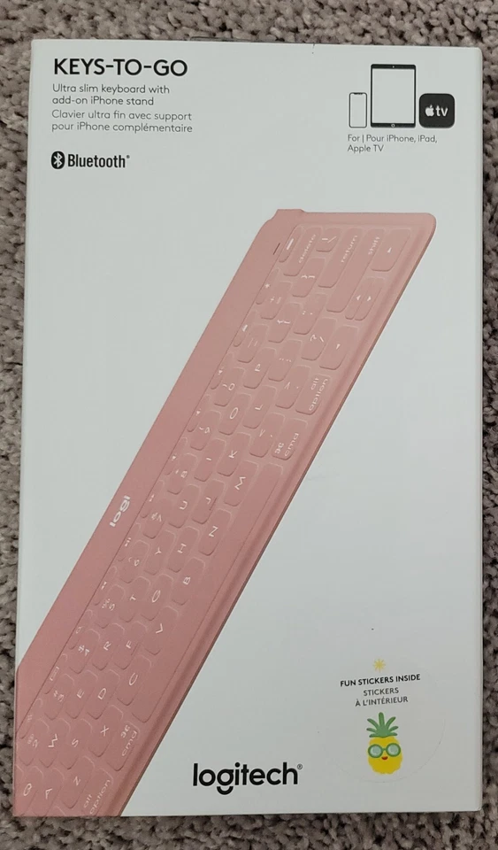 Logitech Keys-to-Go Keyboard iPhone iPad Mac Apple TV iPad Air 5th G. - PINK - Image 1 of 1
