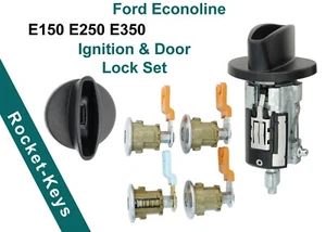 1998 Ford Econoline Ignition + (4) Door Lock with 2 Ford Logo Keys - Picture 1 of 7