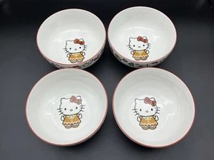 Sanrio Hello Kitty Christmas Gingerbread Holiday 6" Ceramic Bowl Set Of 4 NEW - Picture 1 of 4