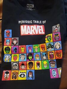 MARVEL Tee Black Short Sleeve Periodic Table Of Marvel T-Shirt Men's Size L