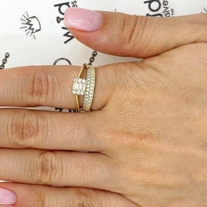 0.65CTW CZ 10K Gold Yellow Round Baguette Ring - Picture 1 of 5