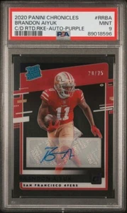 PSA 9 2020 Donruss Clearly Rated Rookie Brandon Aiyuk Purple Auto /25 POP 2 - Picture 1 of 2