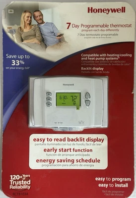 NEW Honeywell 7-Day Programmable Thermostat Temperature Control RCT8103A-White - Image 1 of 4